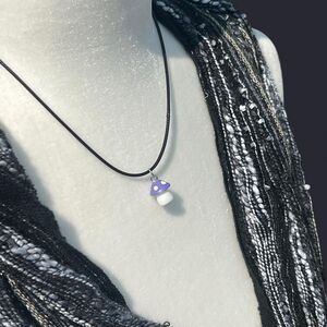 Purple Mushroom Charm Necklace